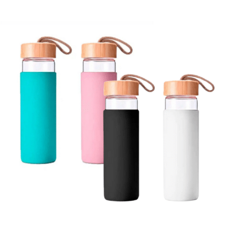 Lovin / 2 kpl Lasipullot silikonilla 600ml (Valitse värit)