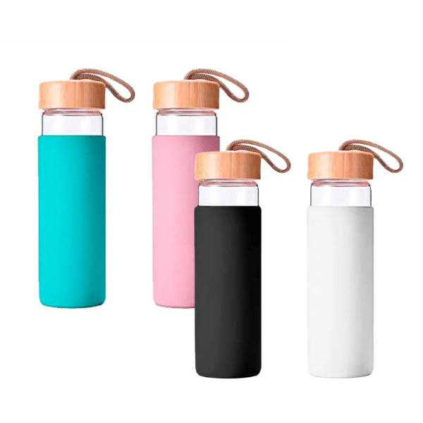 Lovin / 2 kpl Lasipullot silikonilla 600ml (Valitse värit)