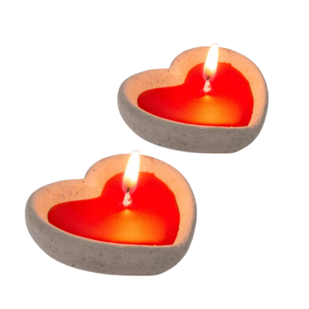 Lovin / Sydänkynttilät betonikupissa 2kpl