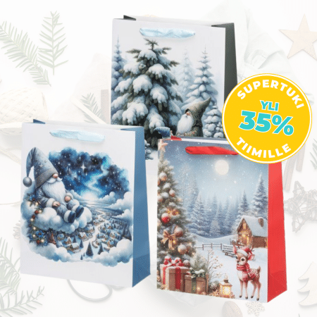 3kpl Joululahjakassi Joulun aika, 24x18x8cm