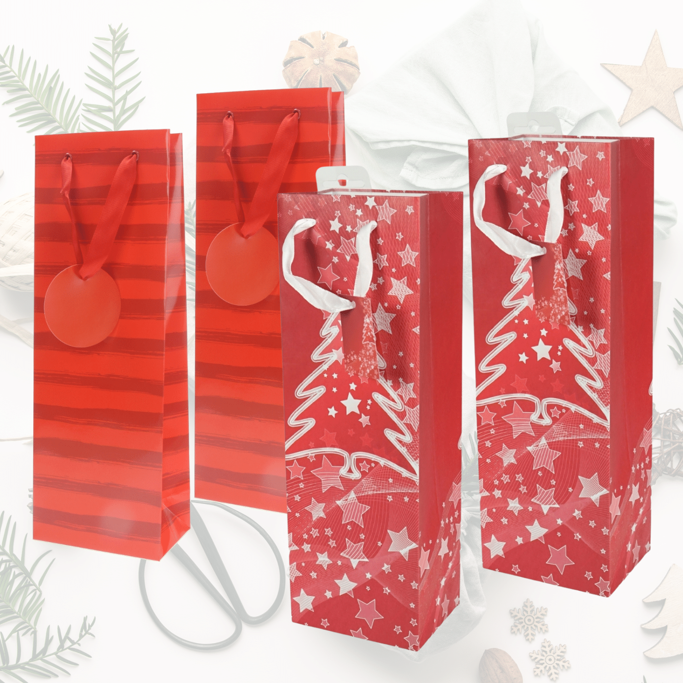 4 kpl Lahjakassi pullolle Punainen