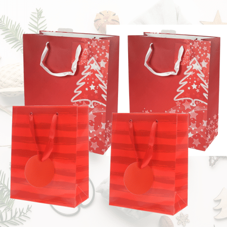 4 kpl Lahjakassi Punainen