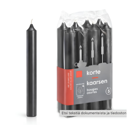Mustat kruunukynttilät 17 cm, 8 kpl